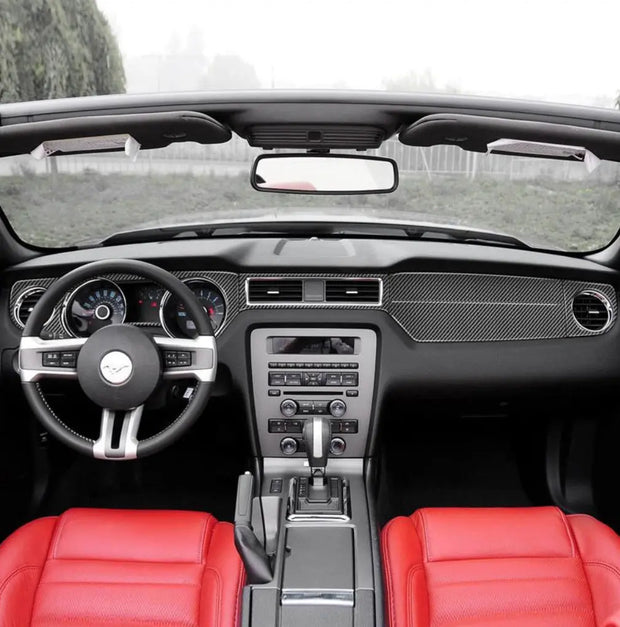 2010-2014 Mustang Carbon Fiber Full Dashboard Overlay(6-Piece) S550Euros