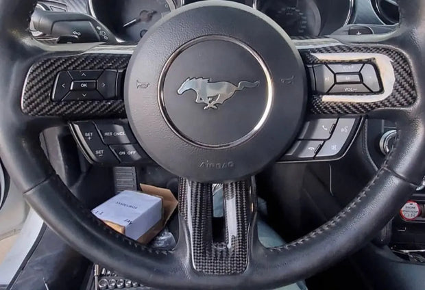2015-2023 Mustang Carbon Steering Wheel Trim Replacement S550Euros