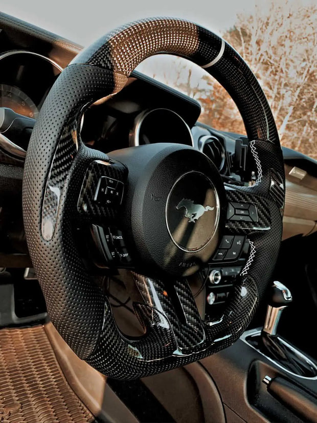 Forged carbon fiber steering wheel mustang deals