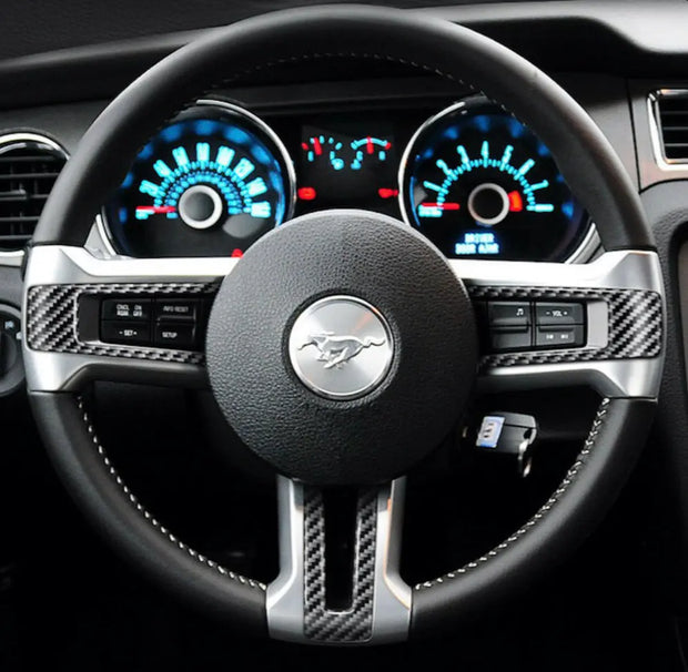 2010-2014 Mustang Carbon Fiber Steering Wheel Trim S550Euros