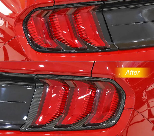 18+ Mustang Taillight Carbon style solid overlay