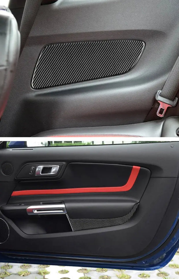 2015 2020 Mustang Carbon Fiber Front and Rear Door Panel Overlay