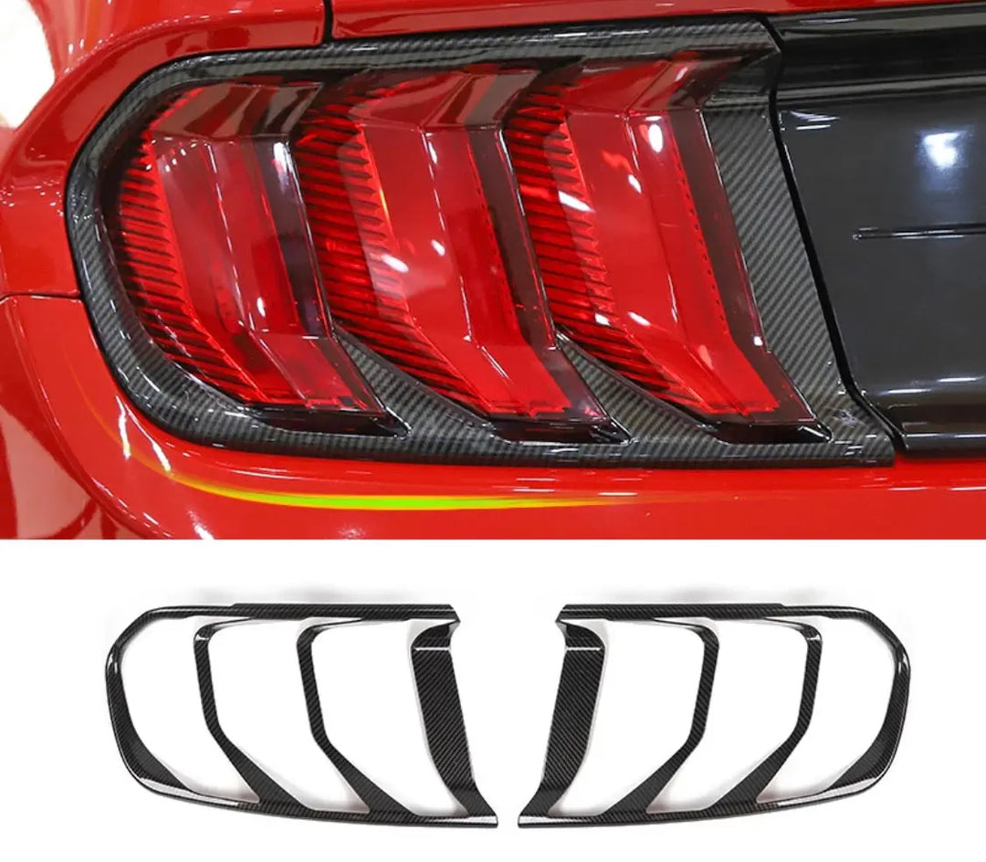 Carbon Fiber Rear Tail Light Lamp Cover Trim Guard Decor For Ford Mustang 18 Carbon Fiber Rear Tail Light Lamp Cover Trim Guard Decor For Ford Mustang 18
