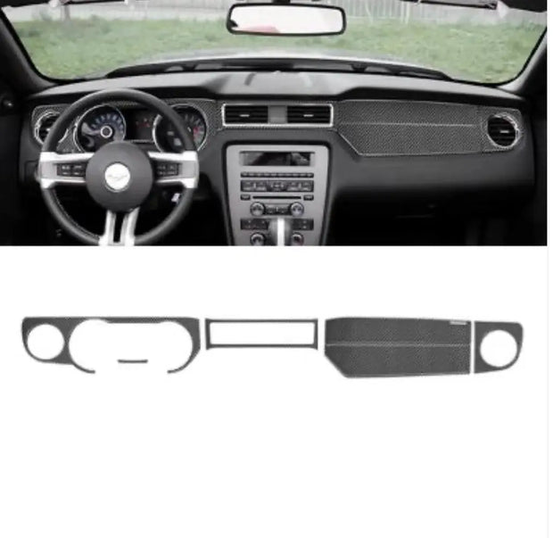 2010-2014 Mustang Carbon Fiber Full Dashboard Overlay(6-Piece) S550Euros